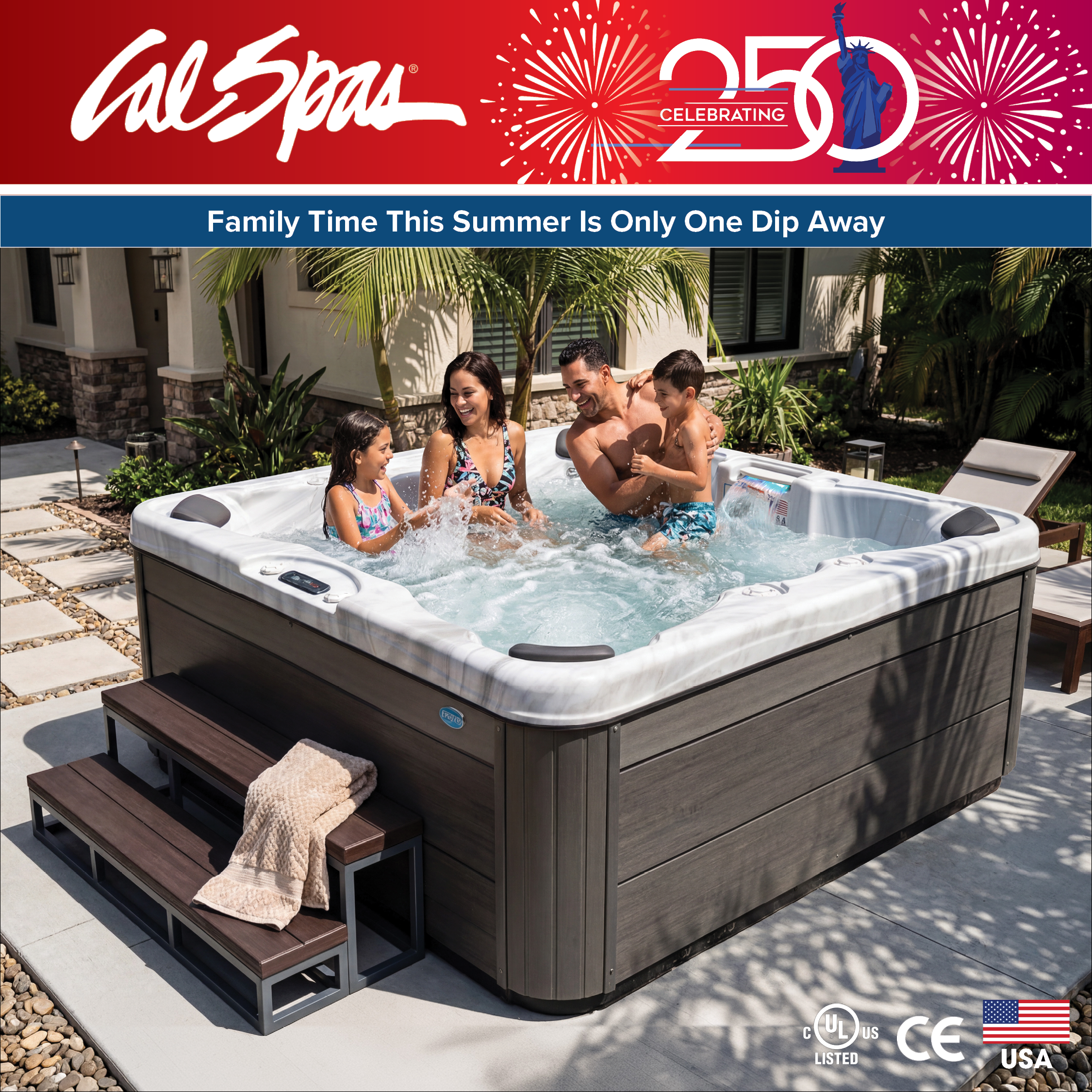 Calspas hot tub being used in a family setting - Dubuque